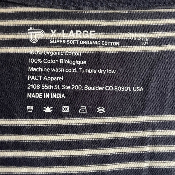 Pact Organic XL tshirt dress with pockets navy with white stripes - Picture 3 of 3